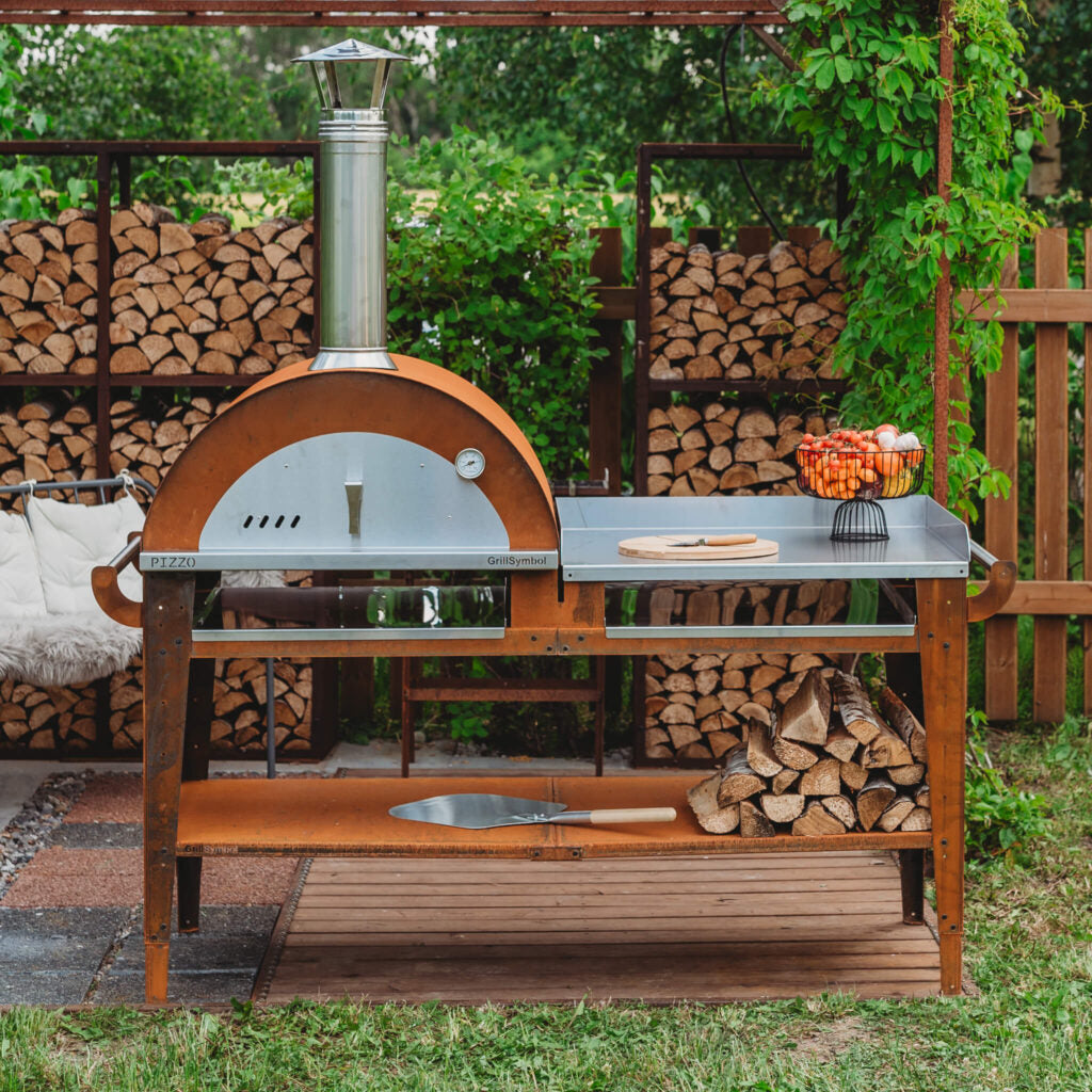 Pizzo-XL-Set Wood Fired Pizza Oven with Stand & Side Table