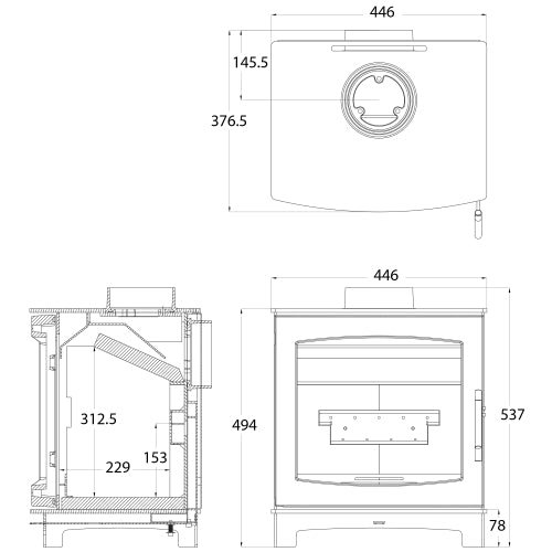 Mi-Flues - 137-S-TINDERBOX - Small Tinderbox 4.9kw Wood Stove ECODesign
